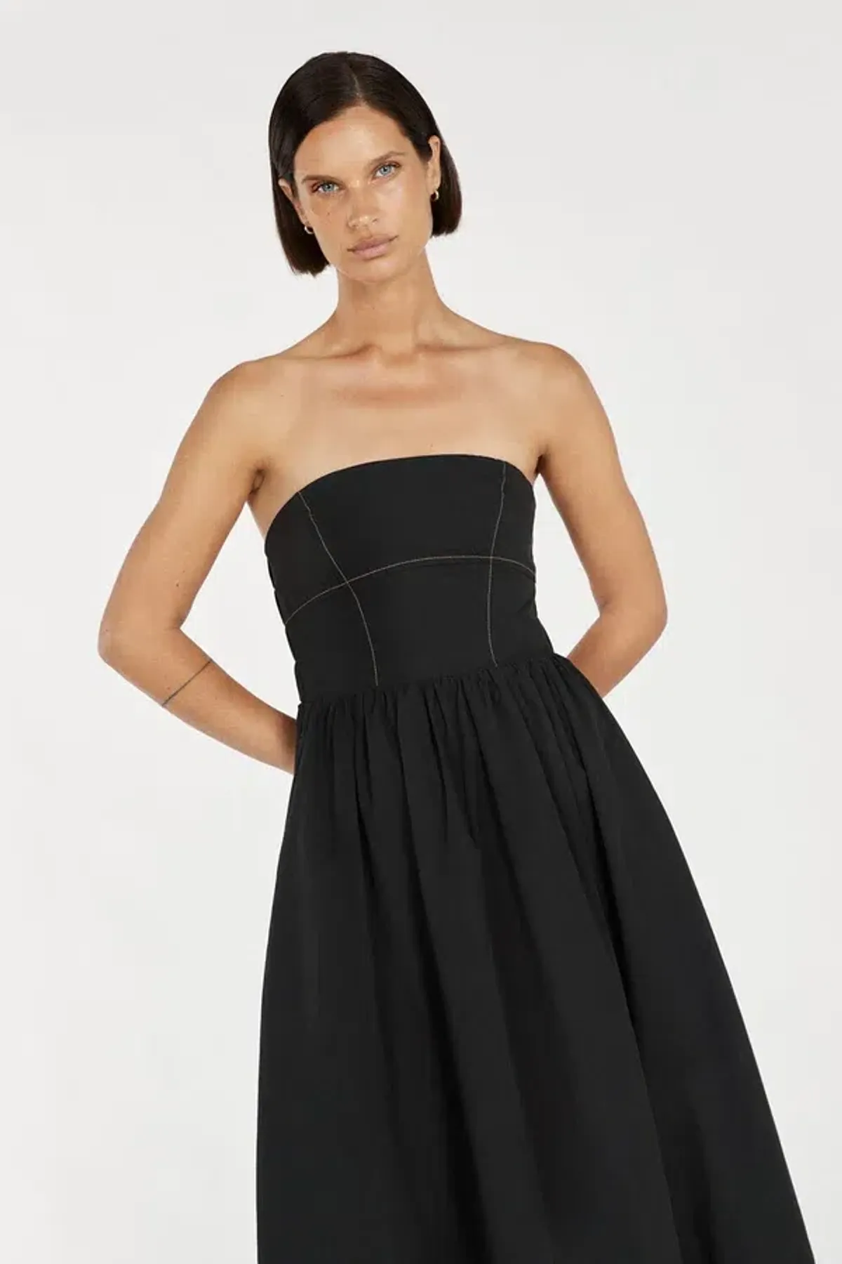 Dissh Elidy Strapless Black Midi Dress Size 10 - Image 2