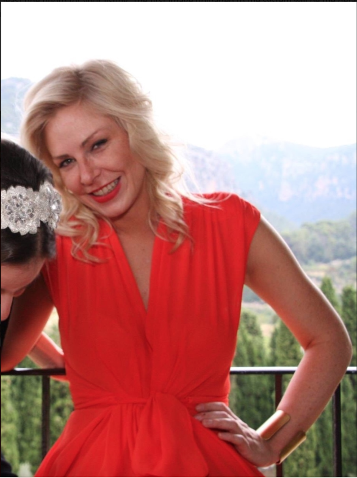 Carla Zampatti Waterfall Dress Red Size 6 - Image 4