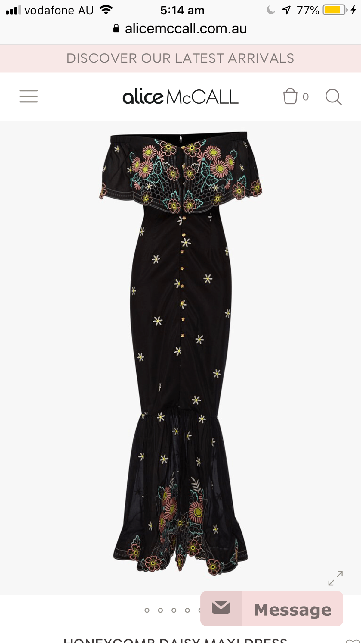Alice McCALL Honeycomb Daisy Black Embroidered Maxi Dress Size 10 - Image 3