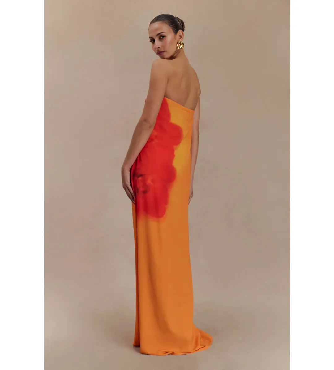 Amaya Strapless Chiffon Maxi Dress Koi Orchid Print Size 8 for rent on The Volte - main image