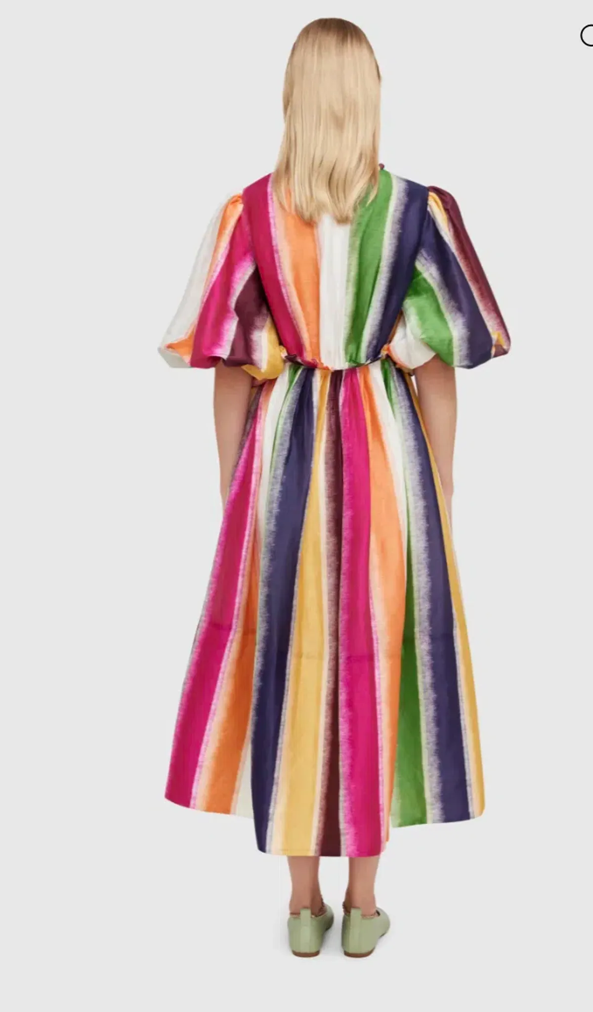 Leo Lin Fortune Stripe Silk Linen Midi Dress Size AU 12 - Image 3