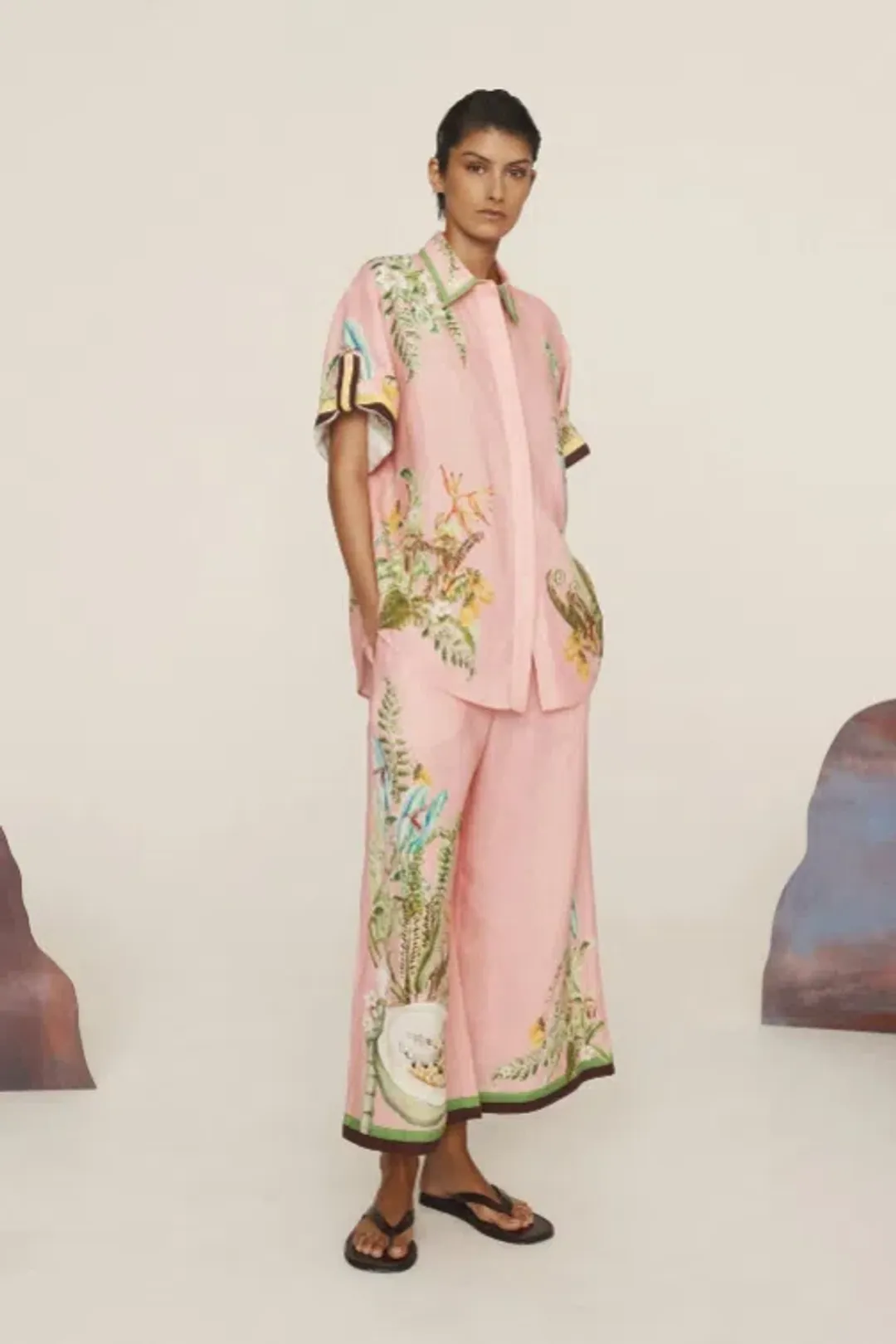 Alemais Papaya Shirt and Pant Set Size 10 for rent on The Volte - main image