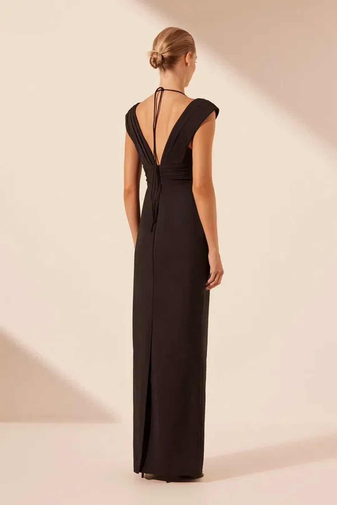 Shona Joy Lani Cross Front Ruched Maxi Dress Black Size 10 for rent on The Volte - main image