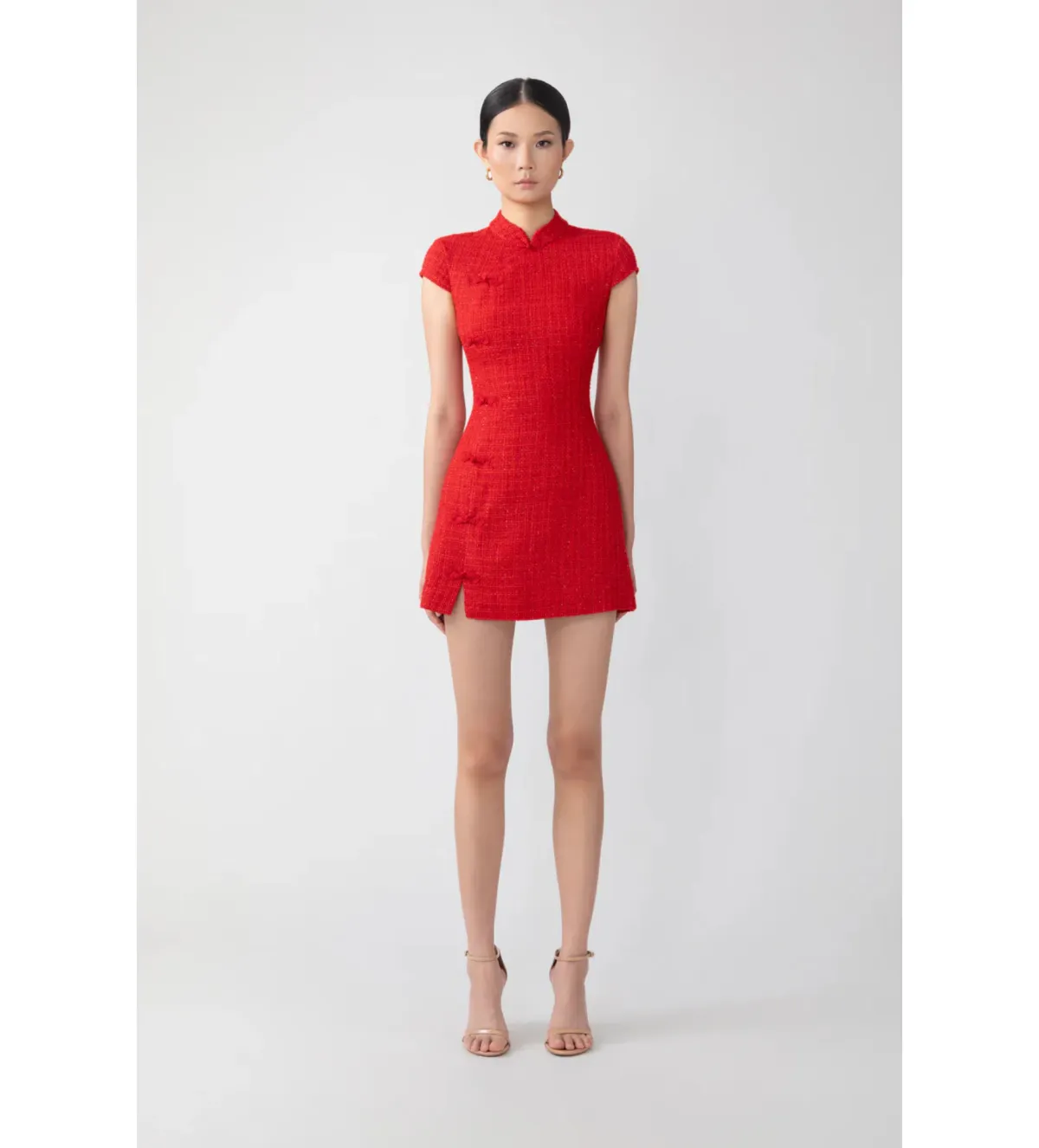 Sau Lee Natasha Tweed Mini Dress in Red Size 8 - Image 1