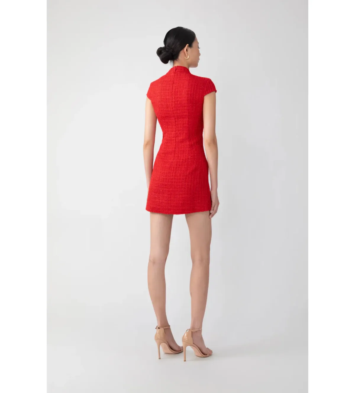 Sau Lee Natasha Tweed Mini Dress in Red Size 8 - Image 4