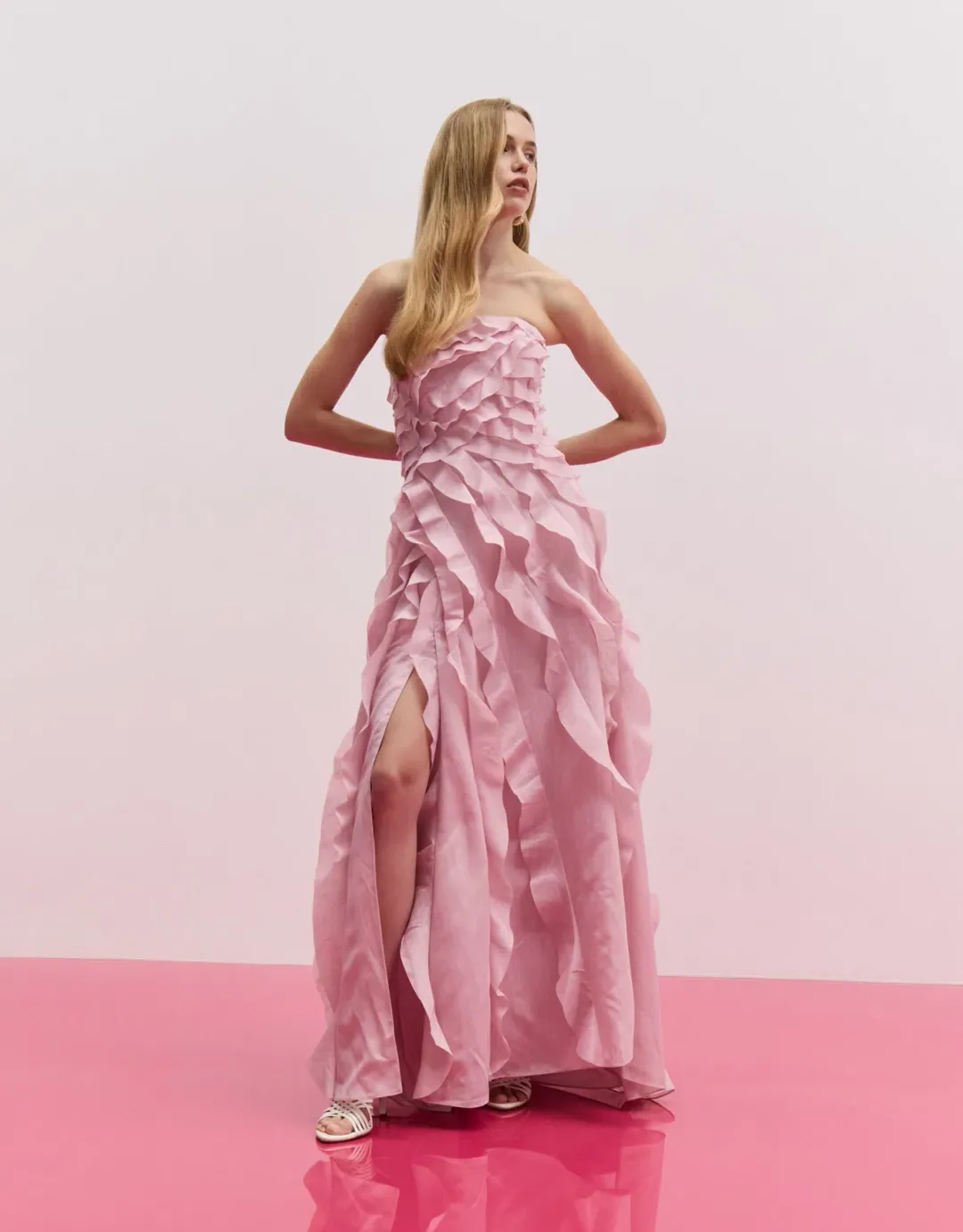 Aje Allairie Gown in Chalk Pink Size 10 for rent on The Volte - main image