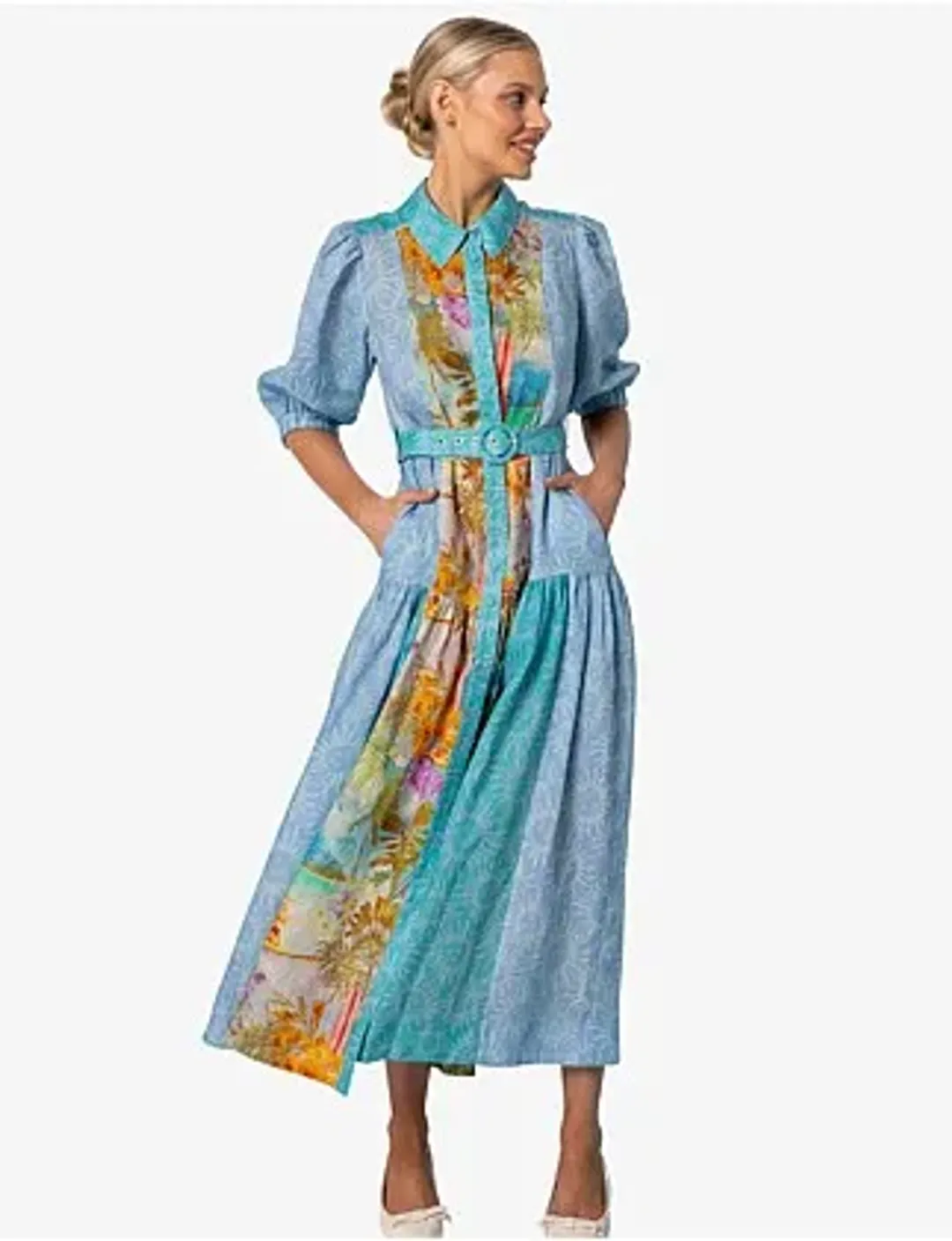 Kachel Hazel Maxi Shirt Dress Multi Size 6 for rent on The Volte - main image