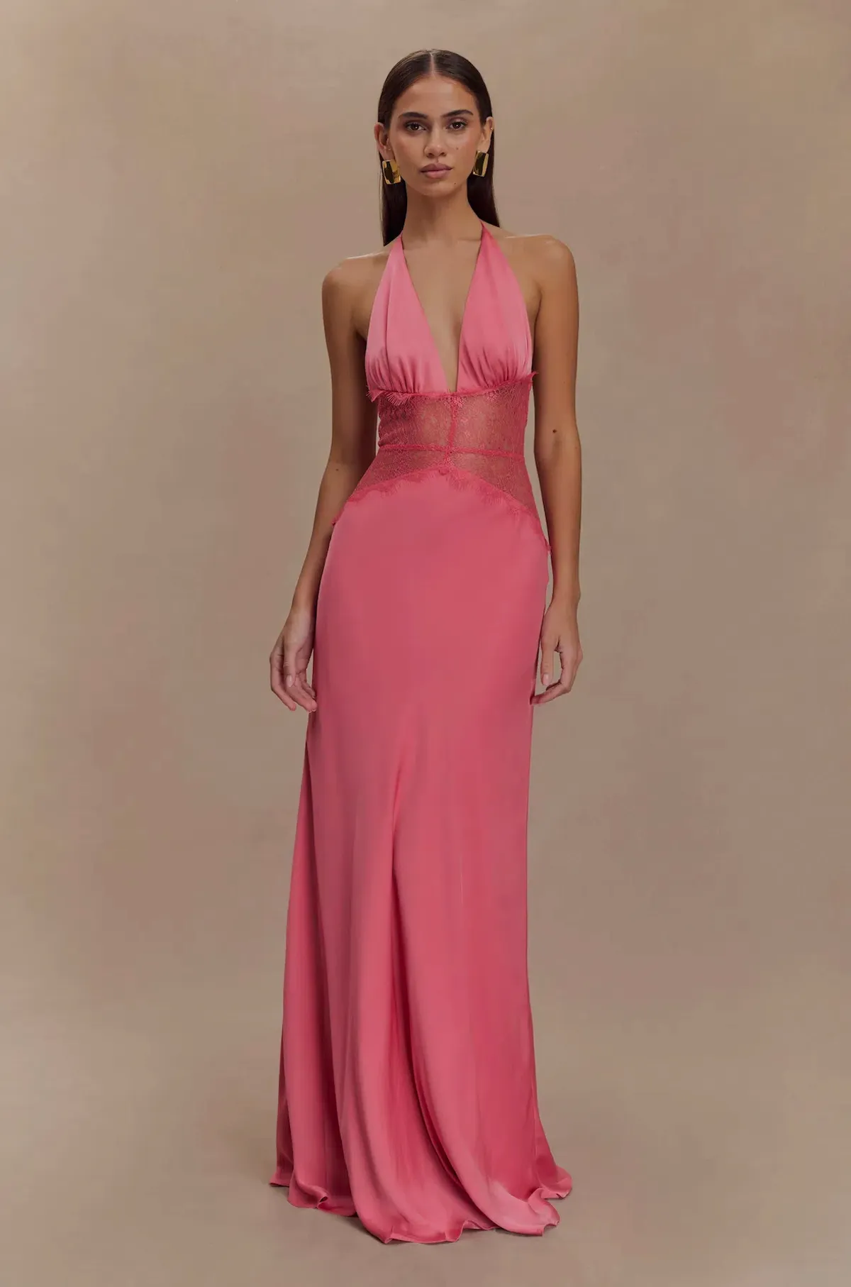 Meshki Dinah Lace and Satin Maxi Blush Rose Size S / AU 8 - Image 1