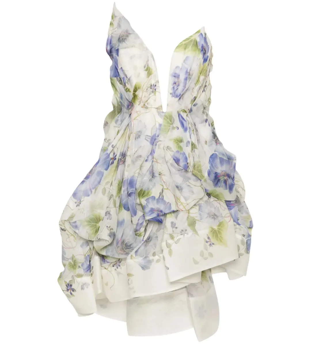Zimmermann Natura Drape Mini Dress Blue Floral Size 0/ AU 8 for rent on The Volte - main image