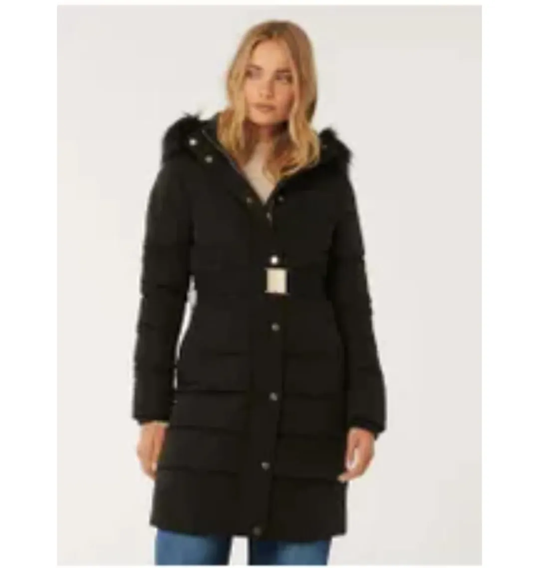 Ariana Belted Puffa Jacket Black Size 16 for rent on The Volte - main image