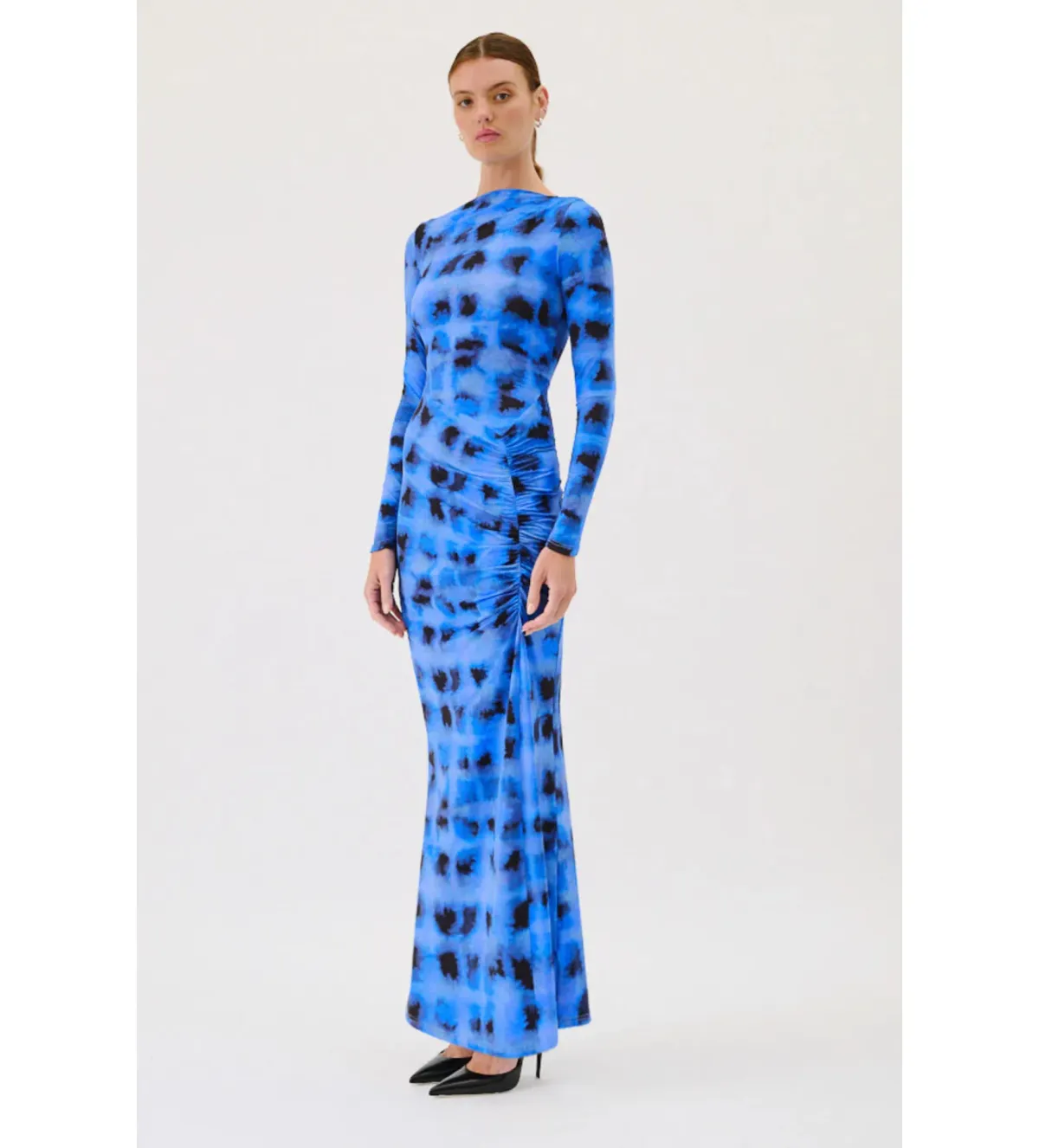 Suboo Shibori Long Sleeve Rouched Maxi Dress in Blue Size 10 - Image 2
