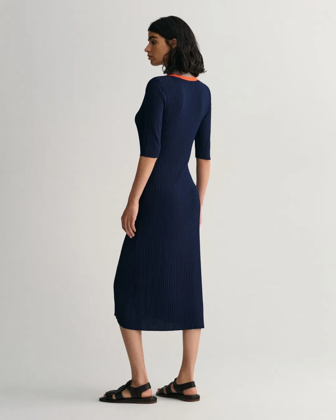 Gant Ribbed V-Neck Dress Blue Size M/10 for rent on The Volte - main image