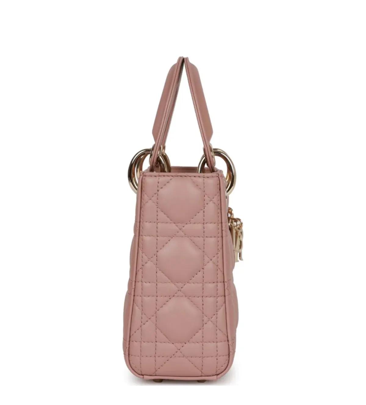 Christian Dior Mini Lady Bag Cannage Lambskin Light Gold Hardware in Blush - Image 3