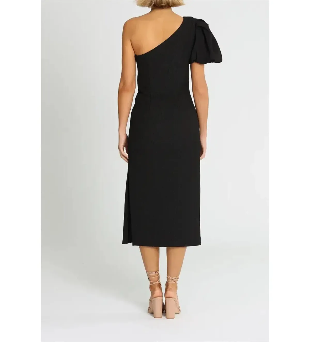 Rebecca Vallance Natalia One Sleeve Midi Dress Black Size AU 14 - Image 3