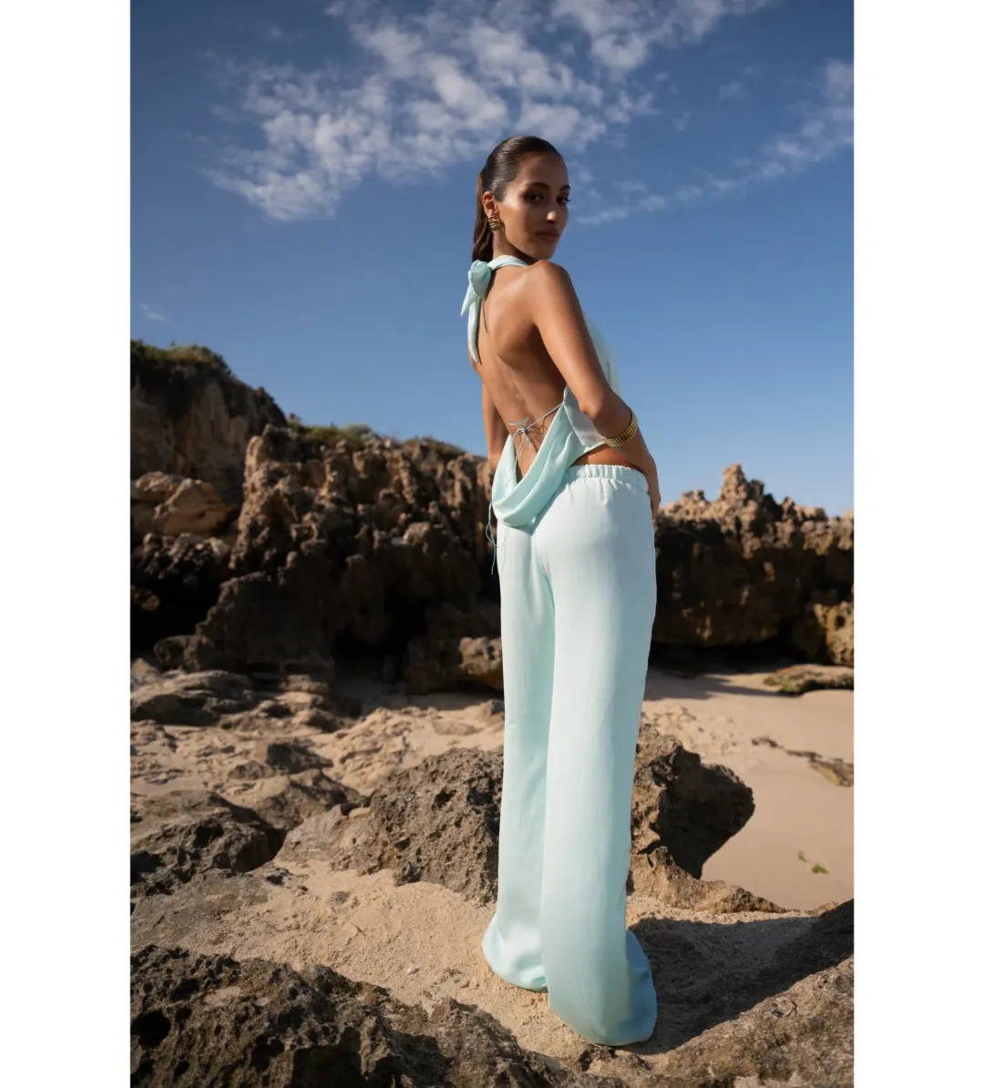 HNTR  Isabelle Top and Pant Set Aqua Size AU 8 for rent on The Volte - main image