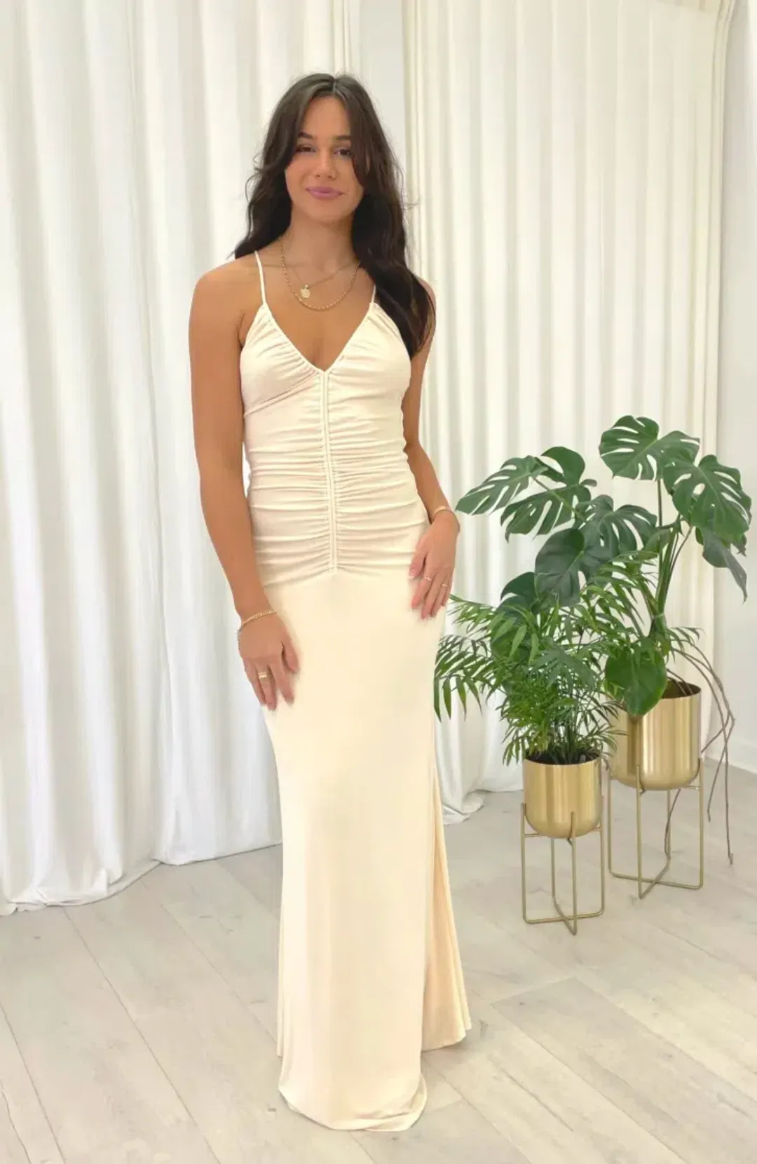 Misha Avoca Jersey Maxi Dress in Ivory Size 8 for rent on The Volte - main image