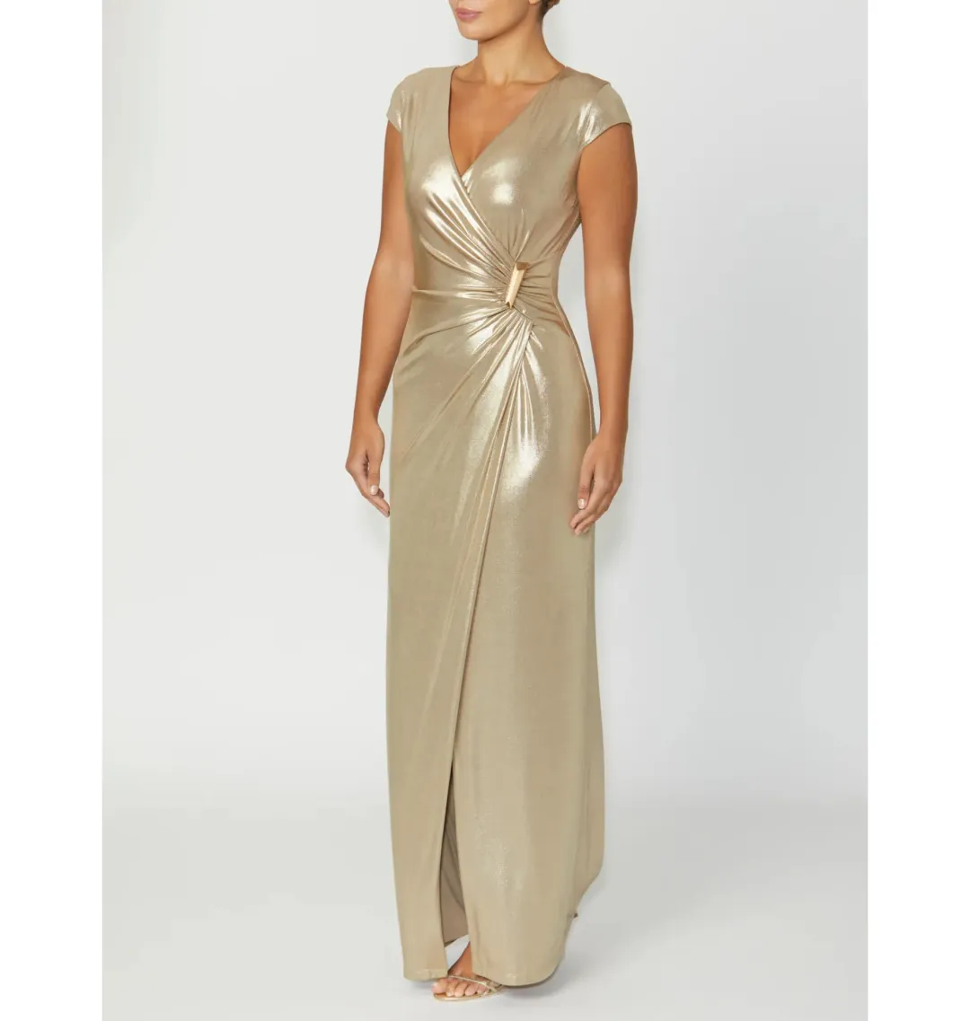 Anthea Crawford Myrah Jersey Gown Gold Size 12 for rent on The Volte - main image