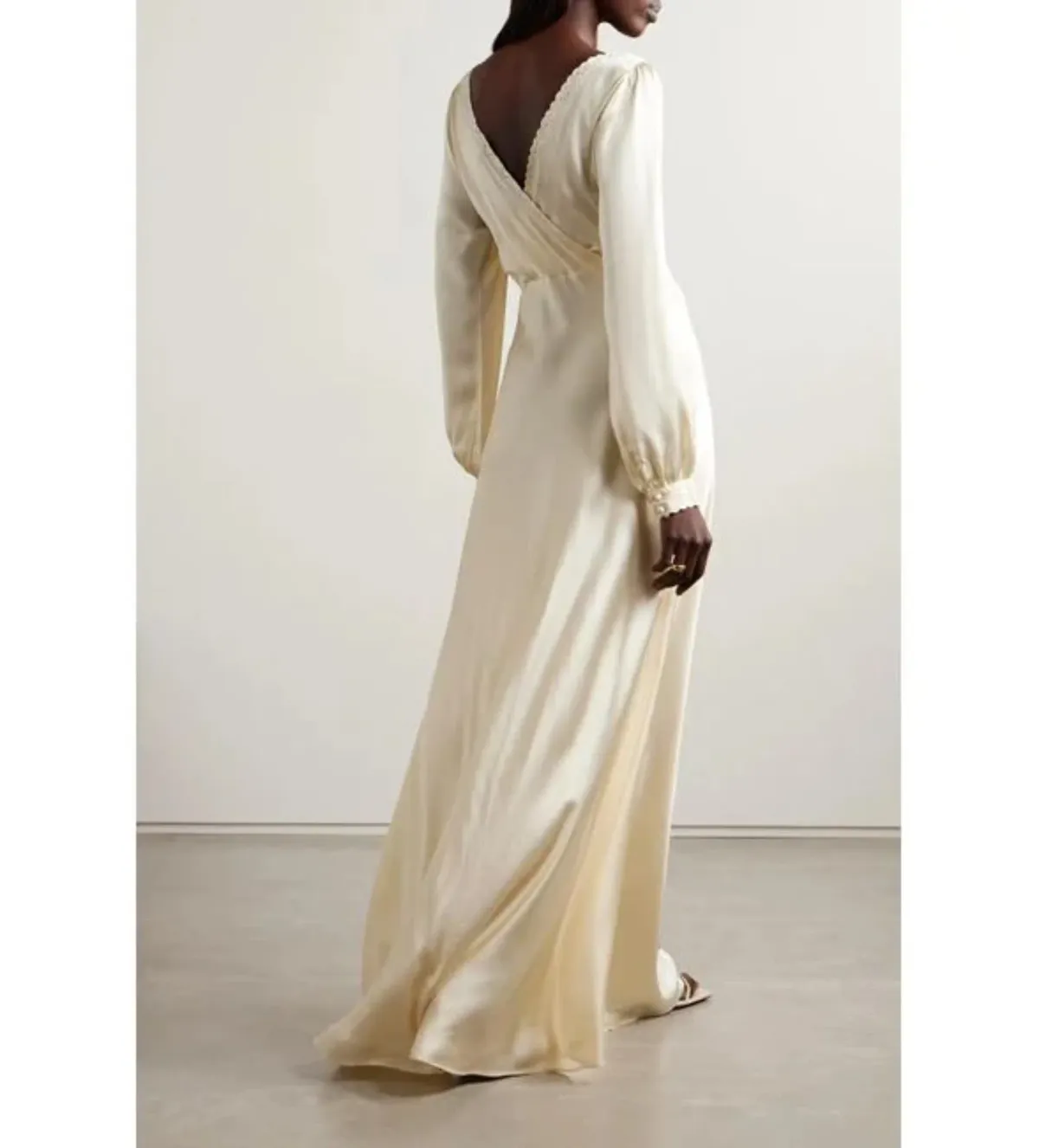 Doen Fiora Bioderie Silk Maxi Dress Cream Size S / Size AU 8 - Image 2