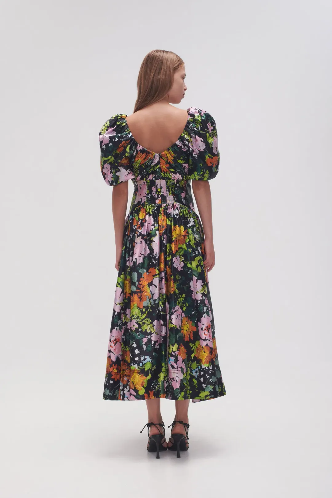 Aje Gabrielle Plunge Midi Dress Midnight Floral Size 8 for rent on The Volte - main image