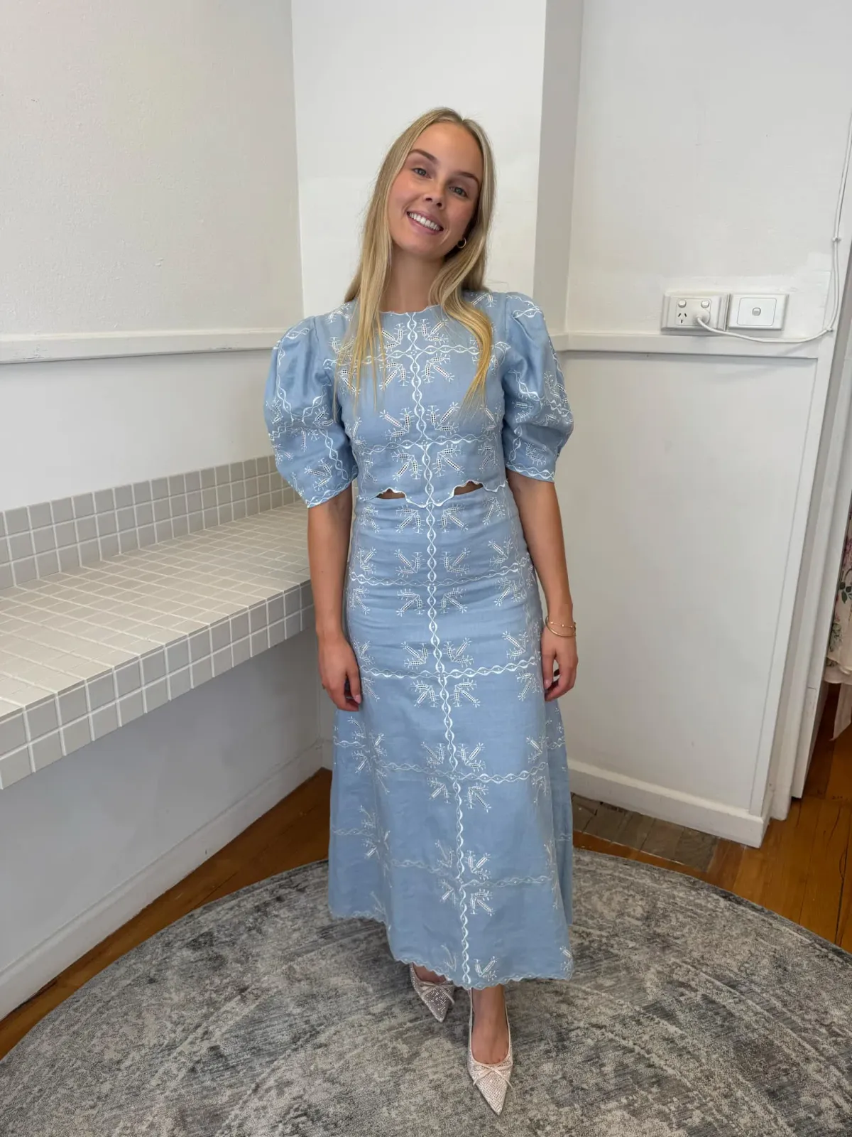 Magali Pascal Blue Nanette Midi Dress Blue Size 8 - Image 1