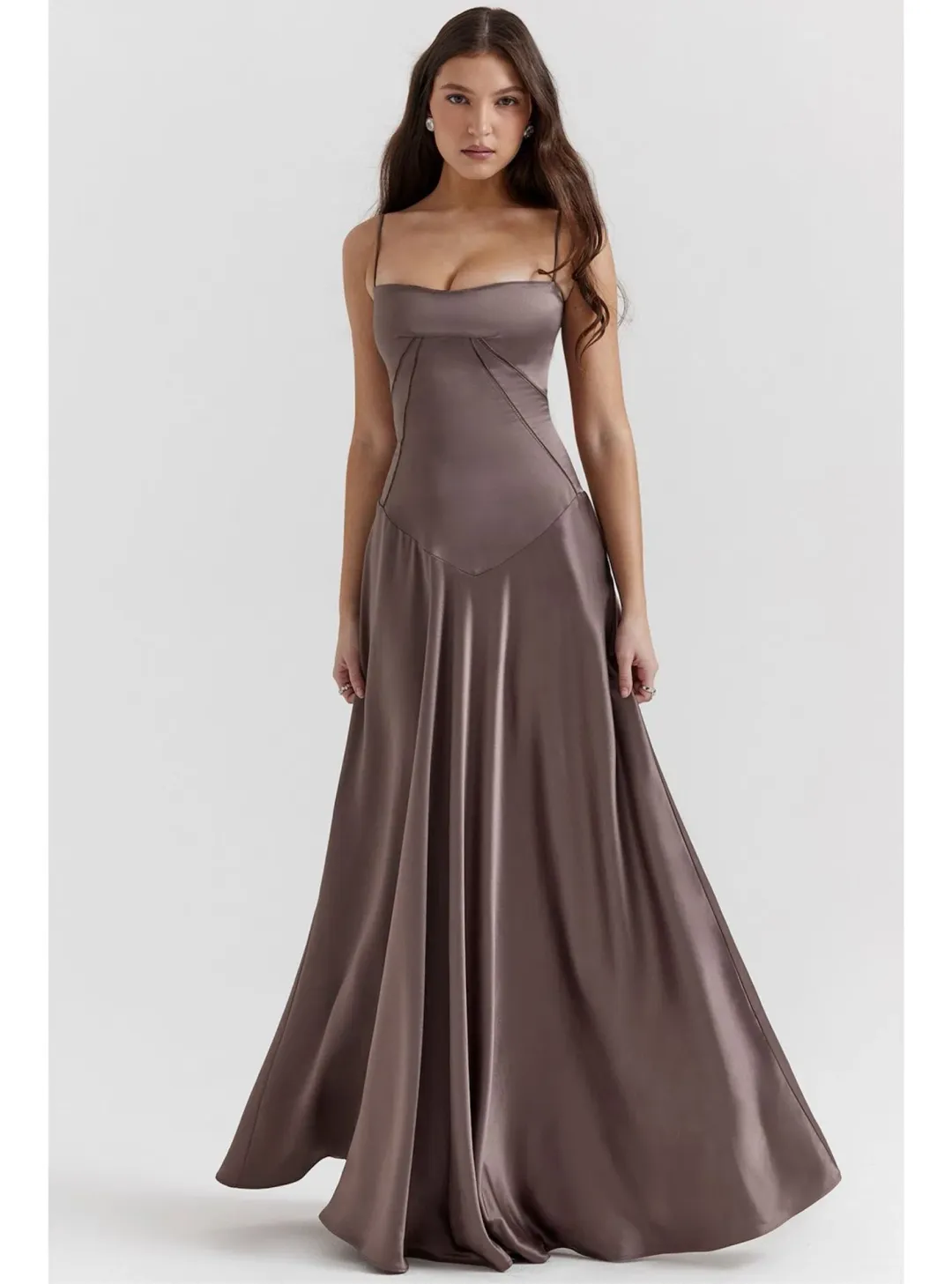 House of CB Anabella Lace Up Maxi Dress Smoke Size S / AU 8 for rent on The Volte - main image