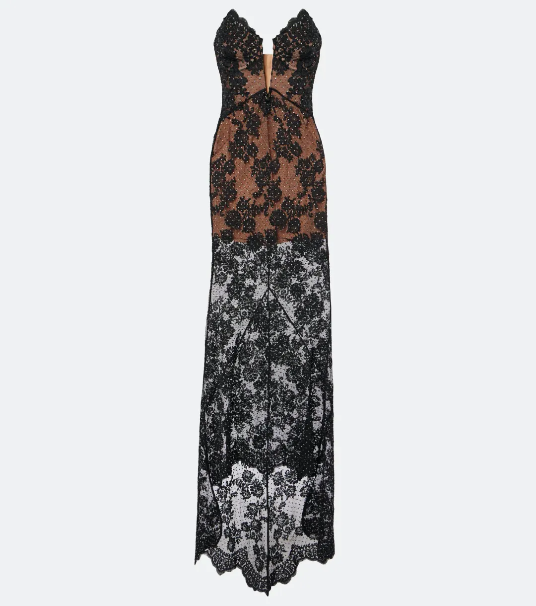 Self Portrait Rhinestone Lace Maxi Dress Black Size S/AU 8 for rent on The Volte - main image