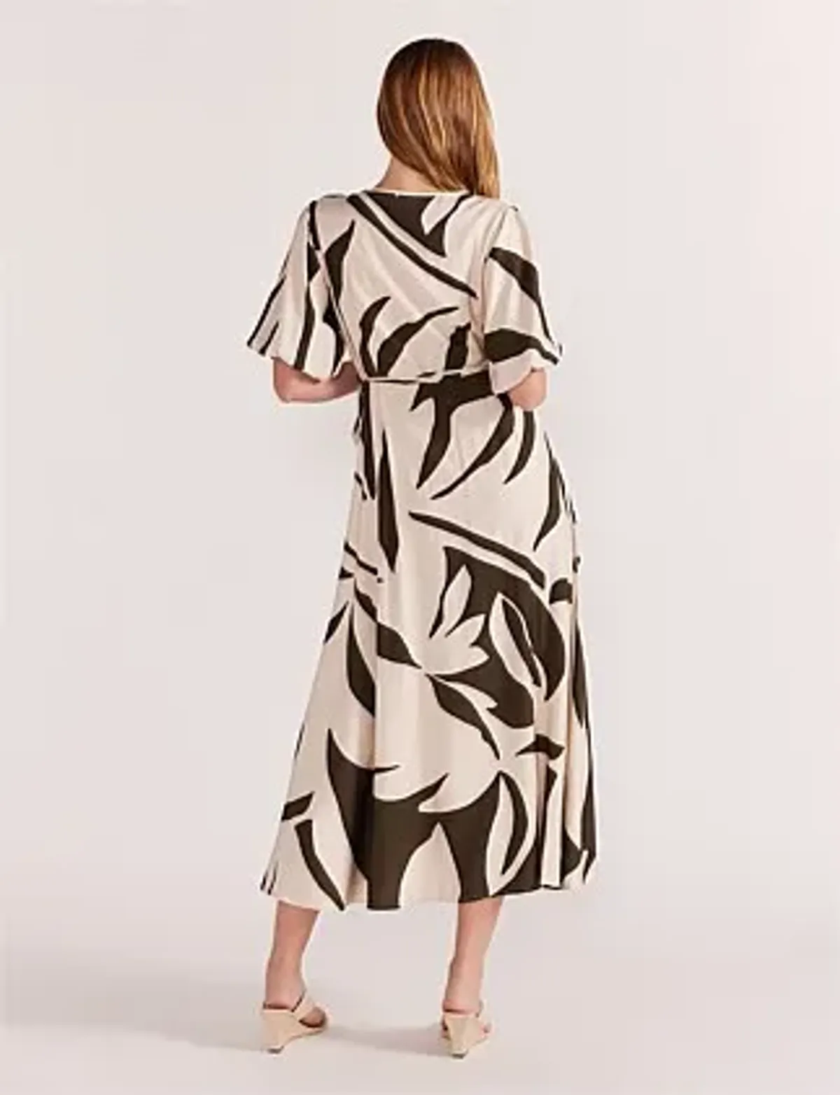 Staple The Label Acacia Wrap Midi Dress Print Size 8 - Image 3