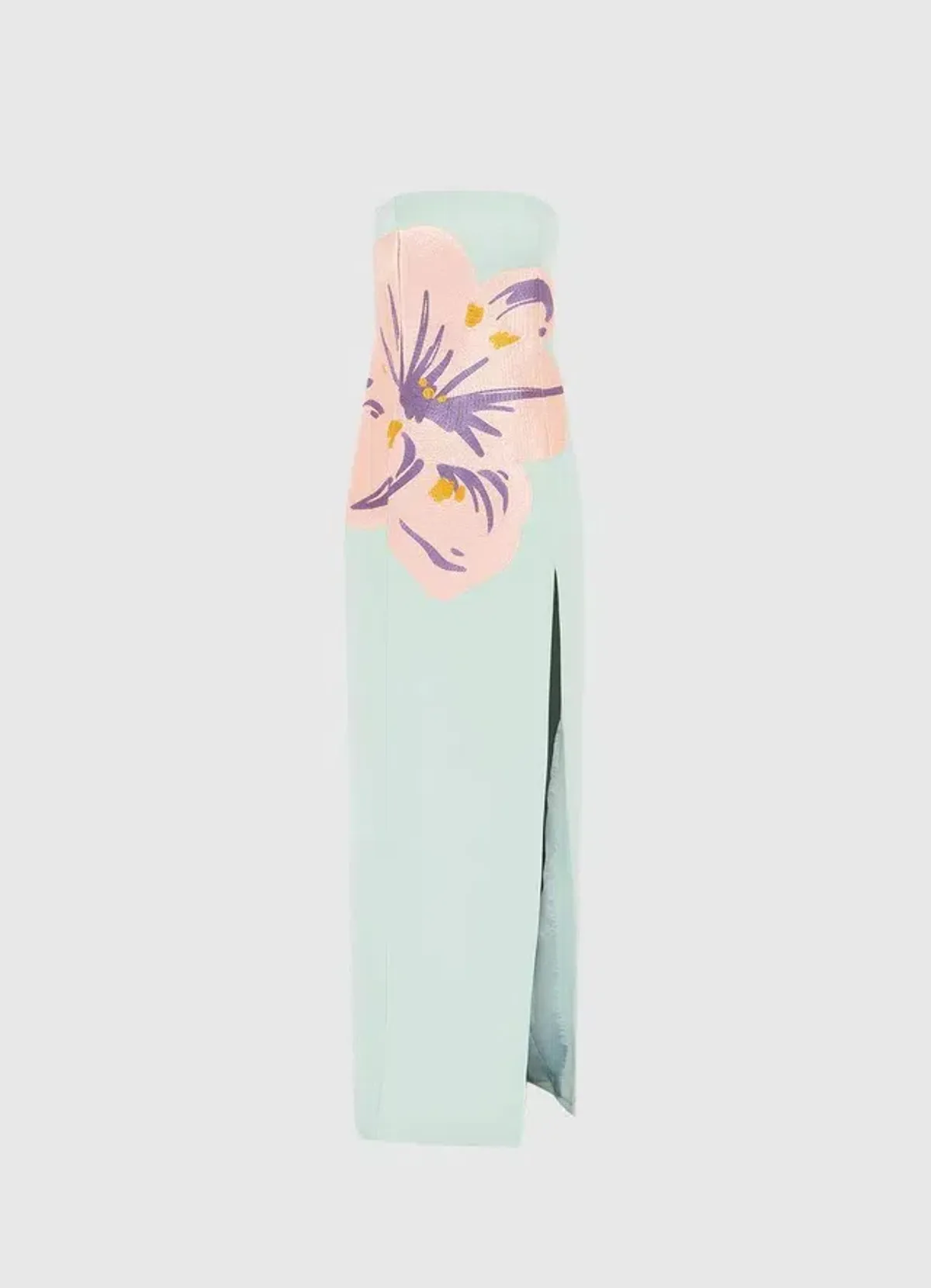 Leo Lin Clémence Embroidered Split Maxi Dress Hibiscus in Pistachio Size AU 14 - Image 3