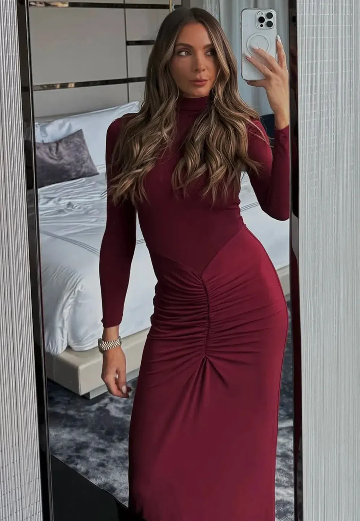Bianca & Bridgett Layla Midi Dress Bordeaux Size AU 8 - Image 2