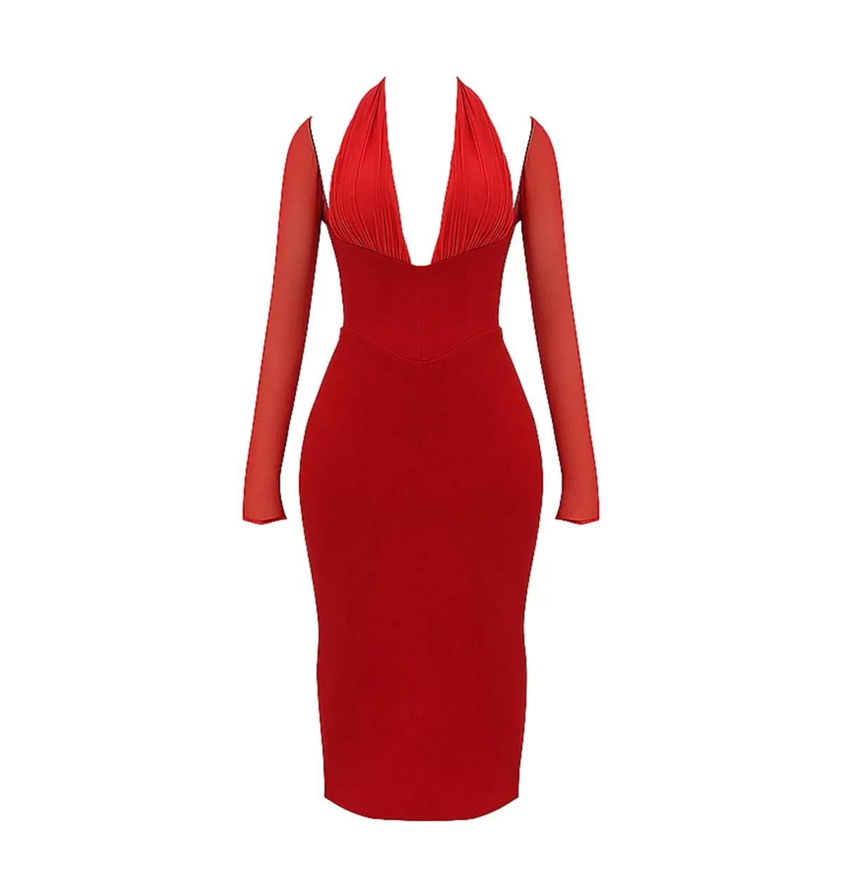 House of CB Yasmin Plunge Midi Dress Scarlet Size S/AU 8 - Image 5