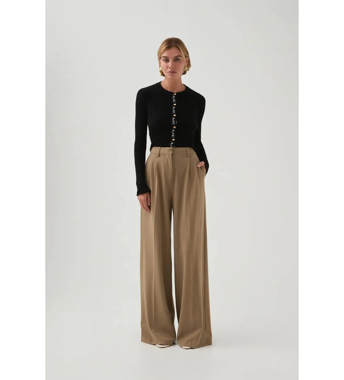 Aje Alchemy Knit Cardigan Black/Ivory Logo Size S/AU 8 - Image 2