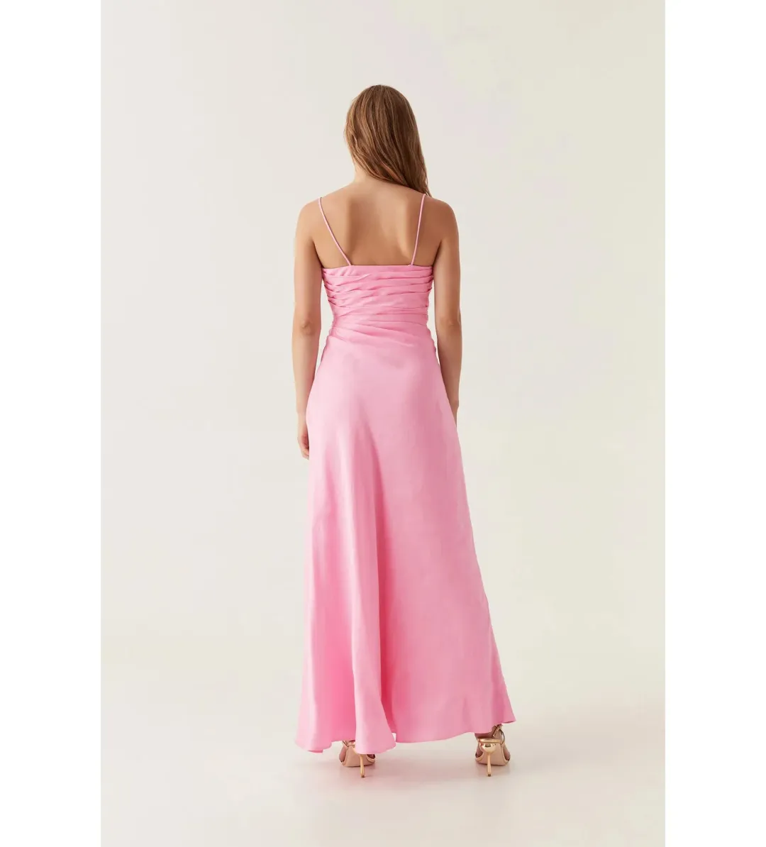 Aje Clarice Draped Maxi Dress in Bon Bon Pink Size 8 for rent on The Volte - main image