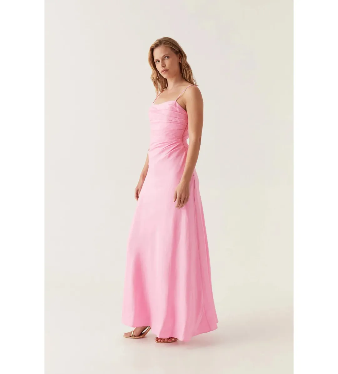 Aje Clarice Draped Maxi Dress in Bon Bon Pink Size 8 for rent on The Volte - main image
