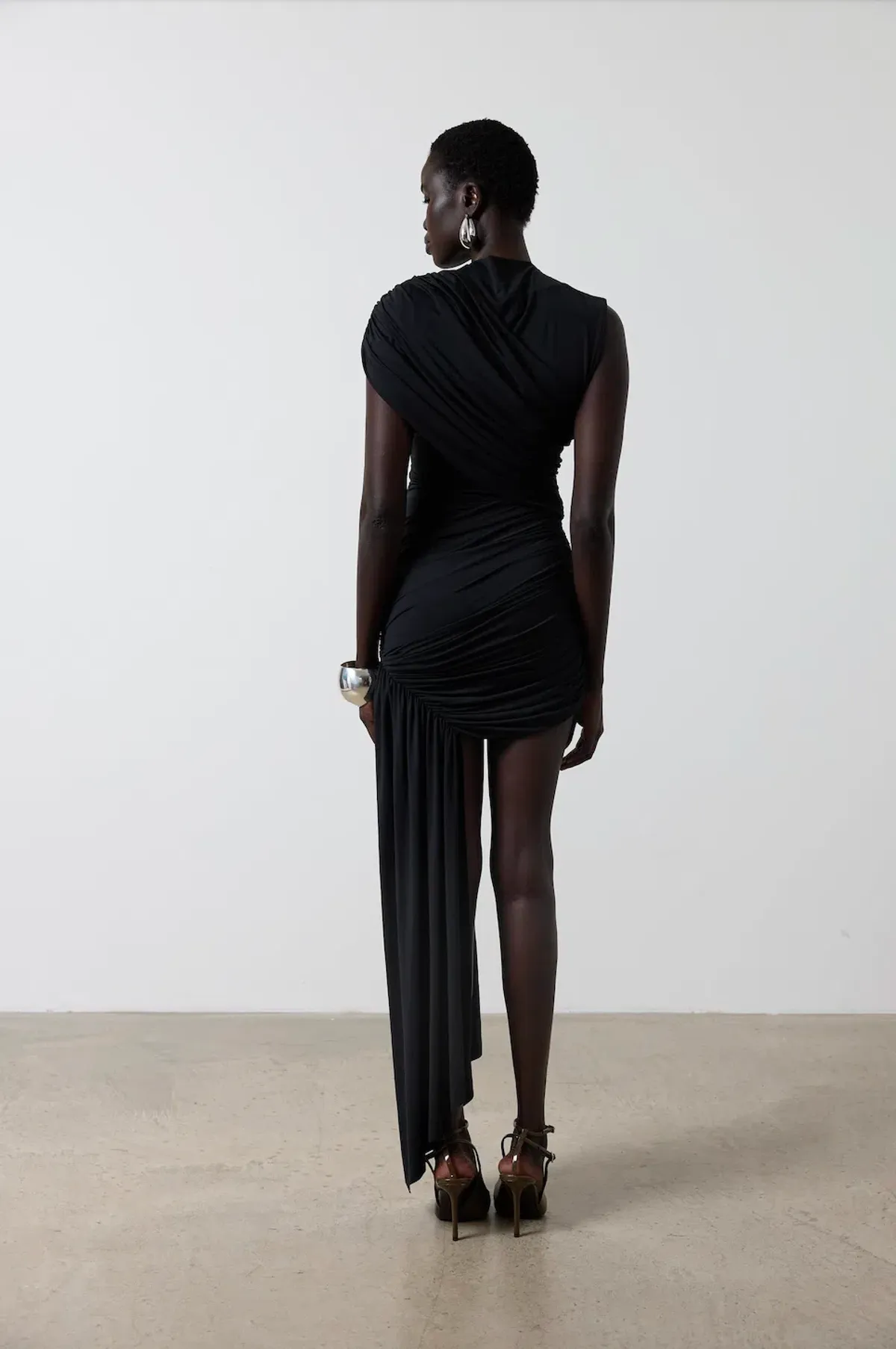 De La Vali Ravenna Spandex Jersey Mini Dress Black Size UK / AU 6-8 - Image 3