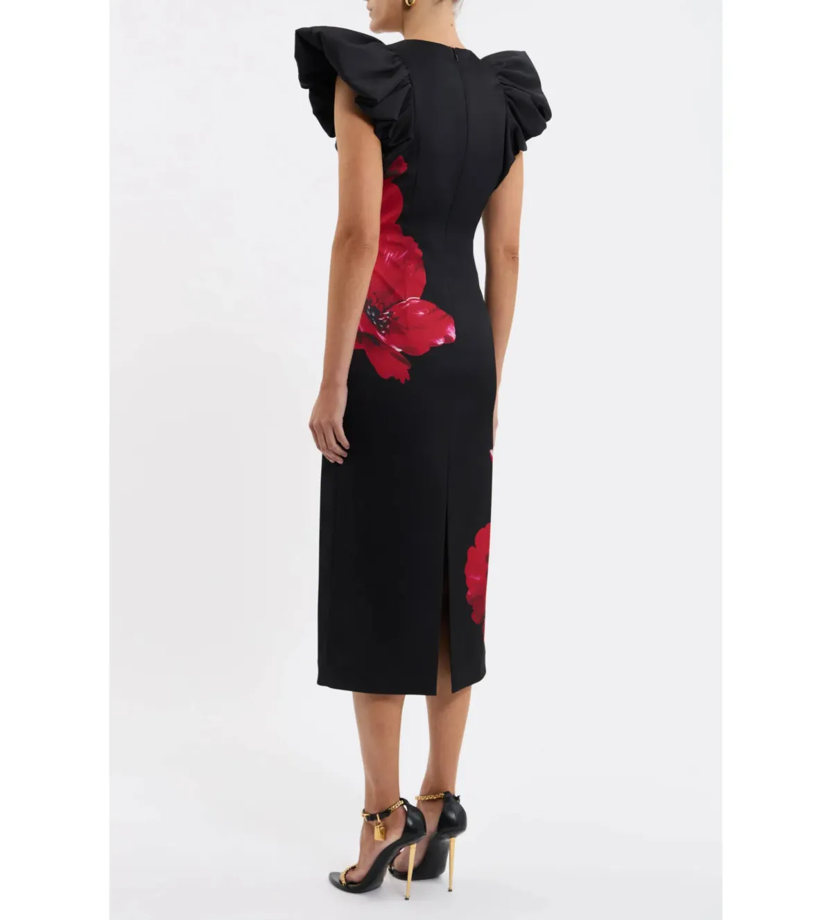 Rebecca Vallance Chaya Midi Dress Black Floral Size AU 10 - Image 3