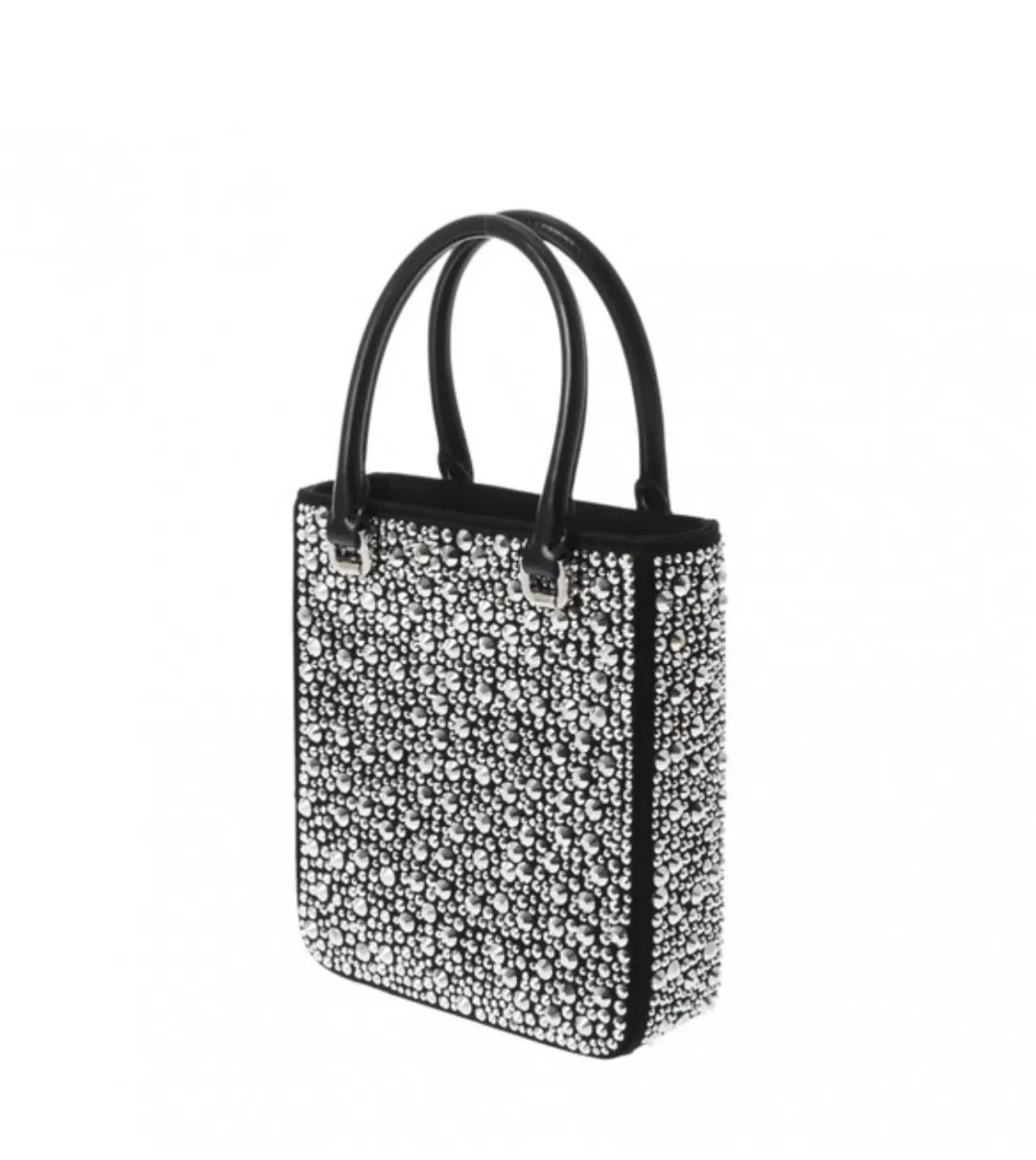 Prada Crystal Mini Tote Bag Black for rent on The Volte - main image