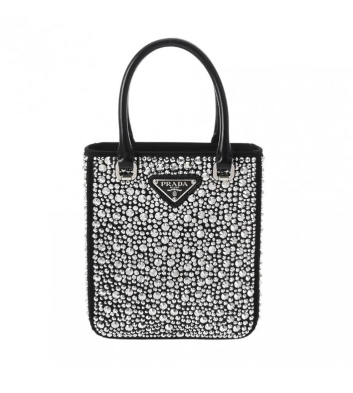 Prada Crystal Mini Tote Bag Black - Image 1