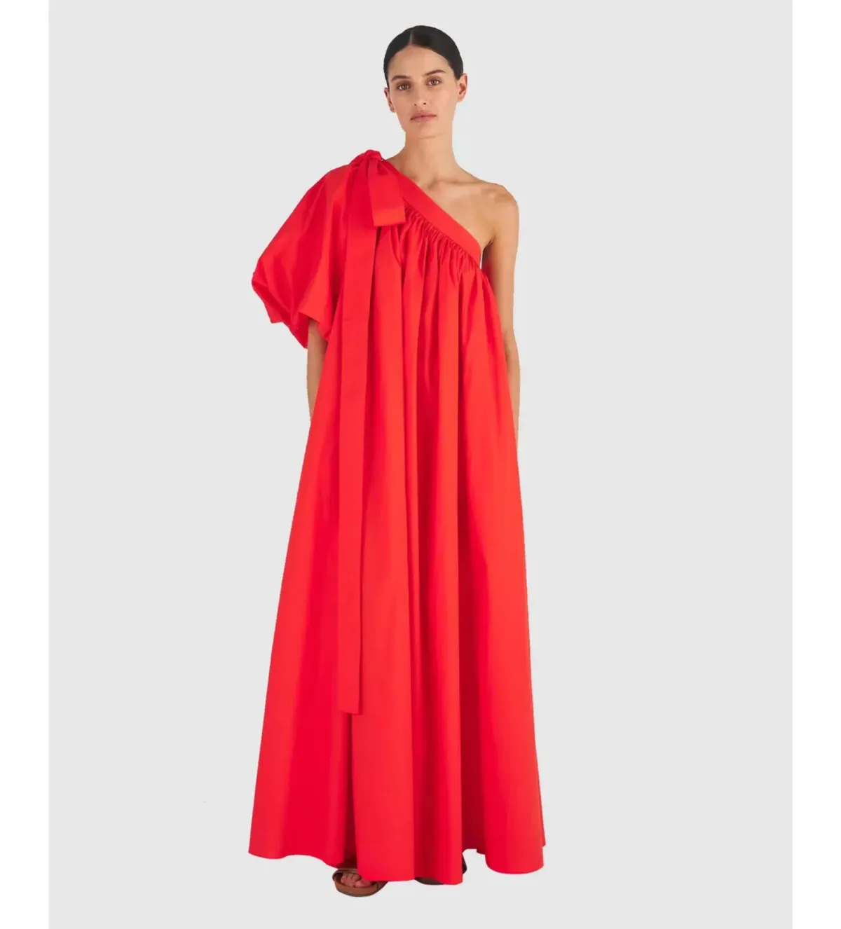 Oroton One Shoulder Maxi Dress True Red Size AU 14 - Image 1