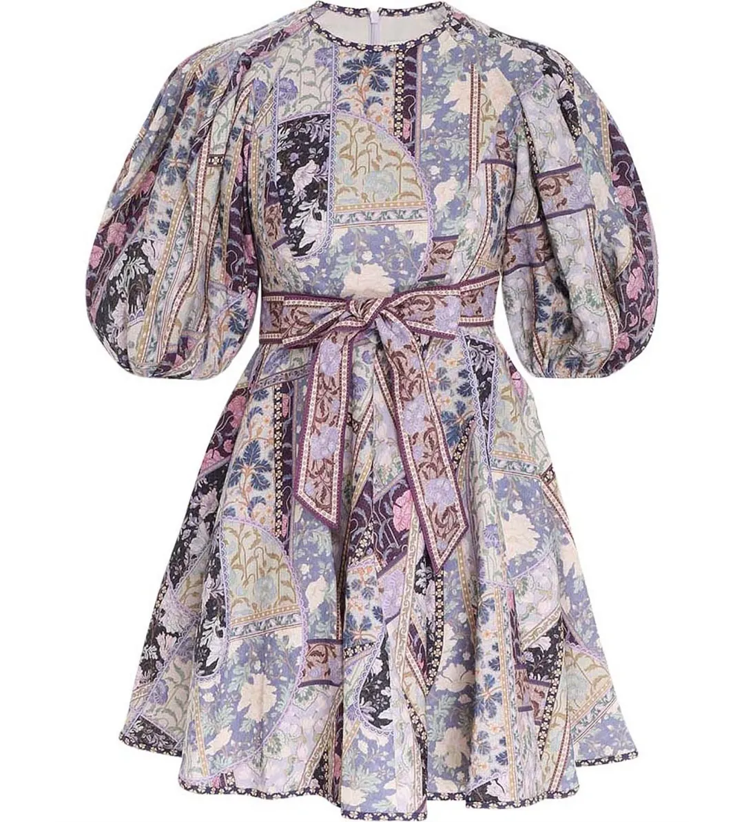 Zimmermann Celestial Mini Dress in Lavander Swirl Floral Size 3 for rent on The Volte - main image