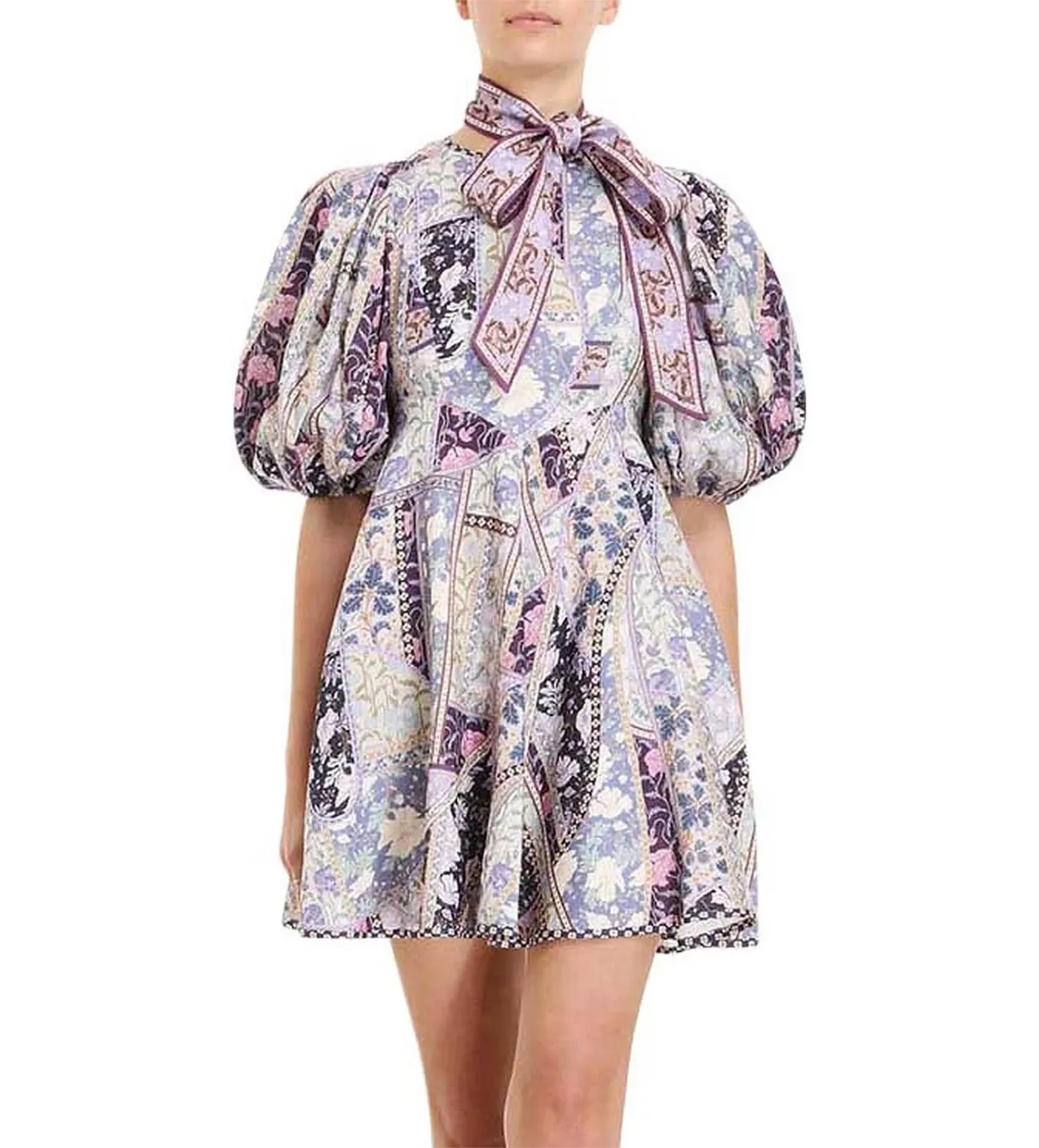 Zimmermann Celestial Mini Dress in Lavander Swirl Floral Size 3 - Image 1