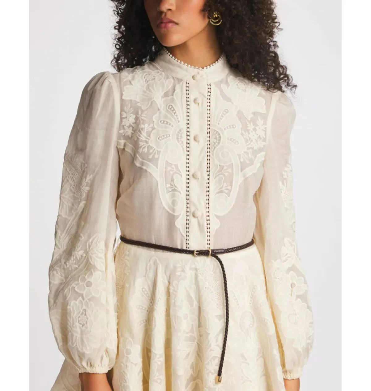 Zimmermann Ottie Emrbroidered Mini Dress Cream Size 1  - Image 3