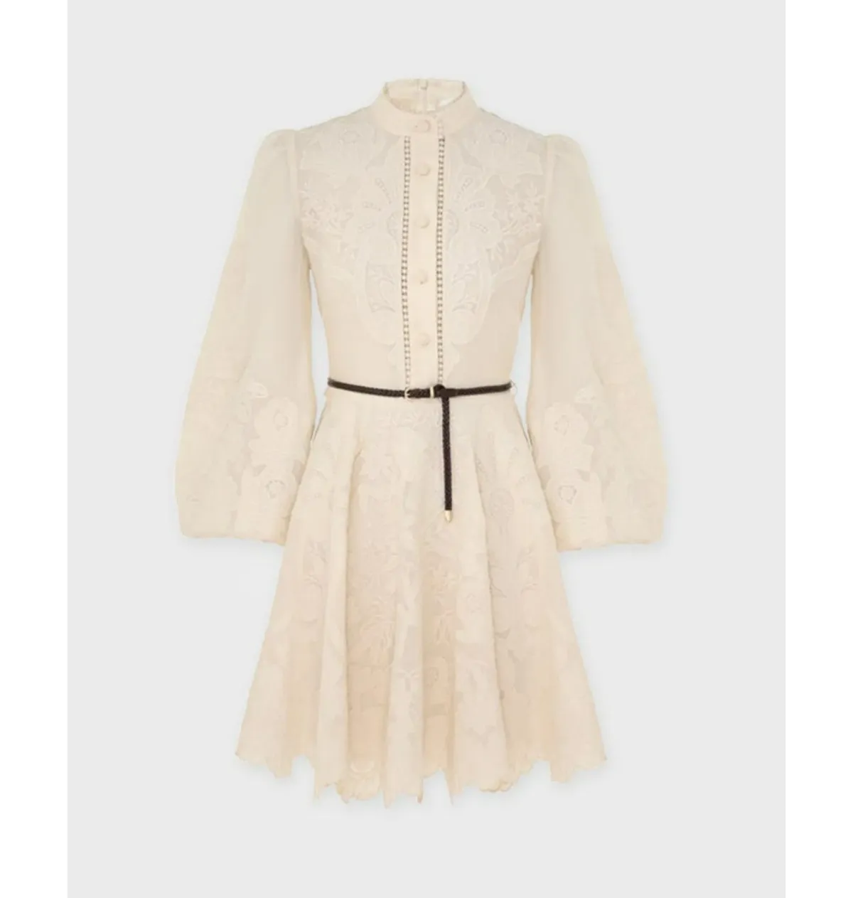 Zimmermann Ottie Emrbroidered Mini Dress Cream Size 1  - Image 4