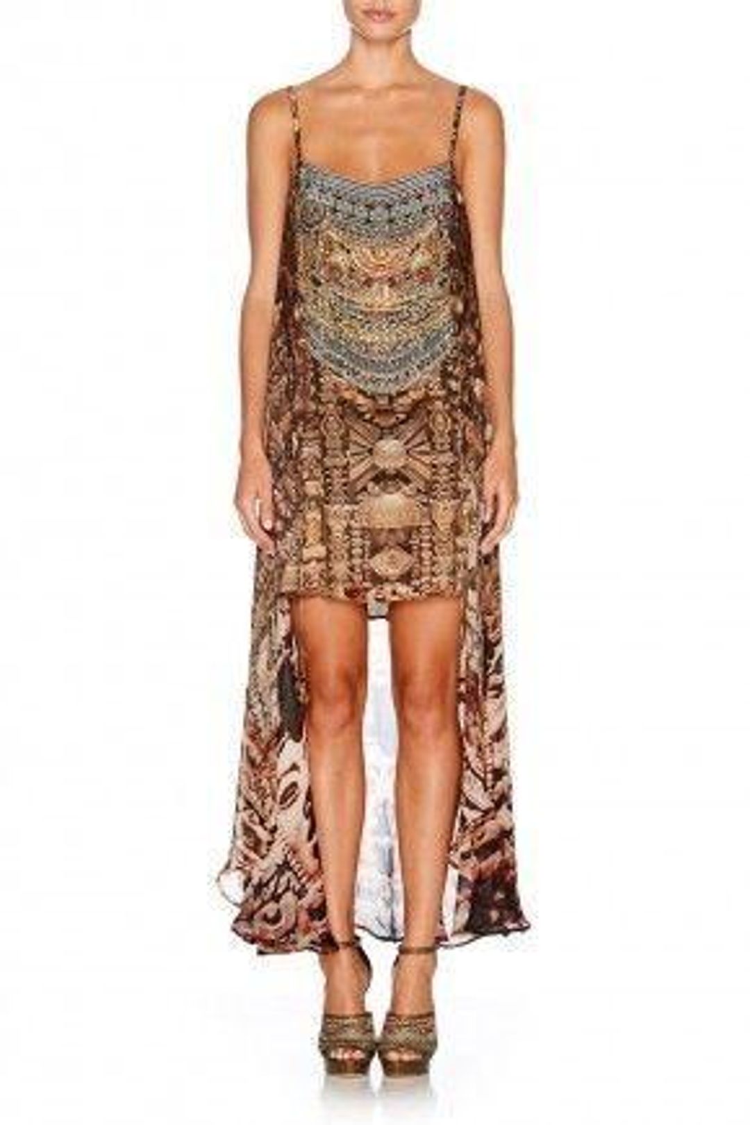 Camilla Dress - Flared mini with a sheer overlay Size 8 for rent on The Volte - main image
