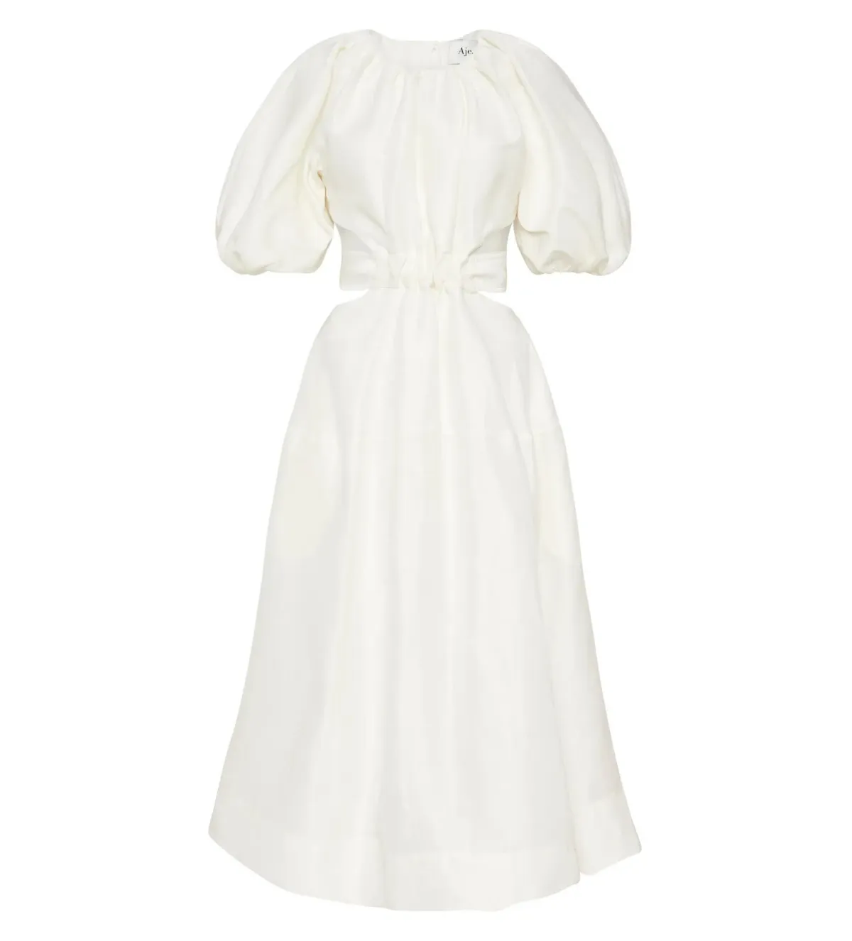 Aje Mimosa Cut Out Midi Dress Ivory Size AU 10 - Image 4