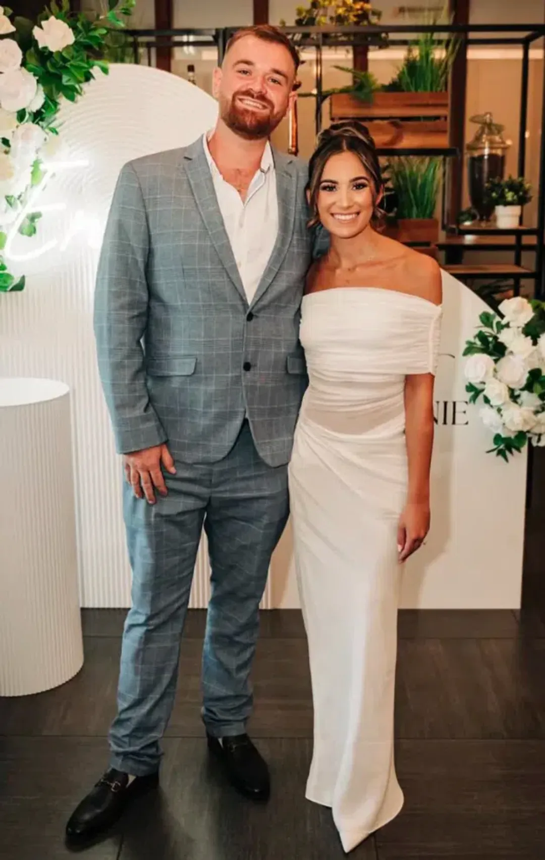 Benni Nico Off Shoulder Maxi Dress White Size 12 for rent on The Volte - main image