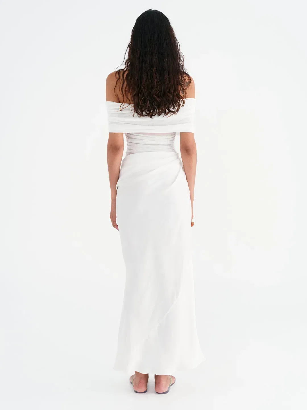 Benni Nico Off Shoulder Maxi Dress White Size 12 for rent on The Volte - main image