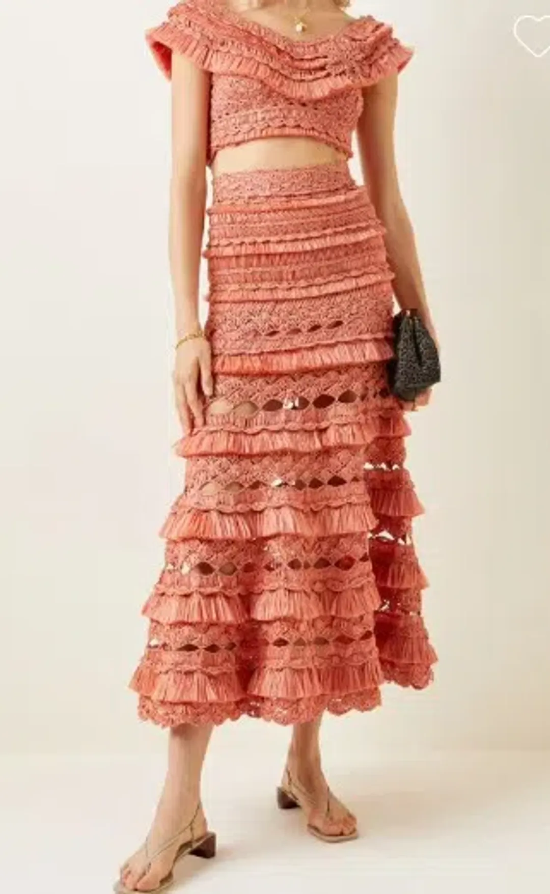 Zimmermann Postcard Fringe Crochet Midi Skirt Pink for rent on The Volte - main image
