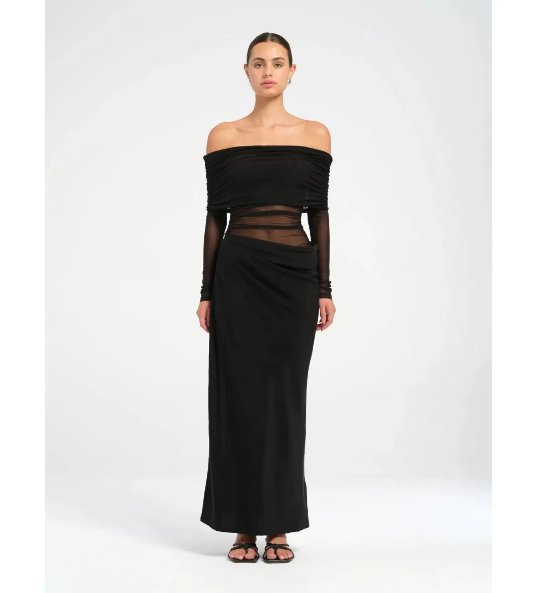 Benni Yasmin Off-Shoulder Maxi Dress Maxi Dress Black Size 10 for rent on The Volte - main image