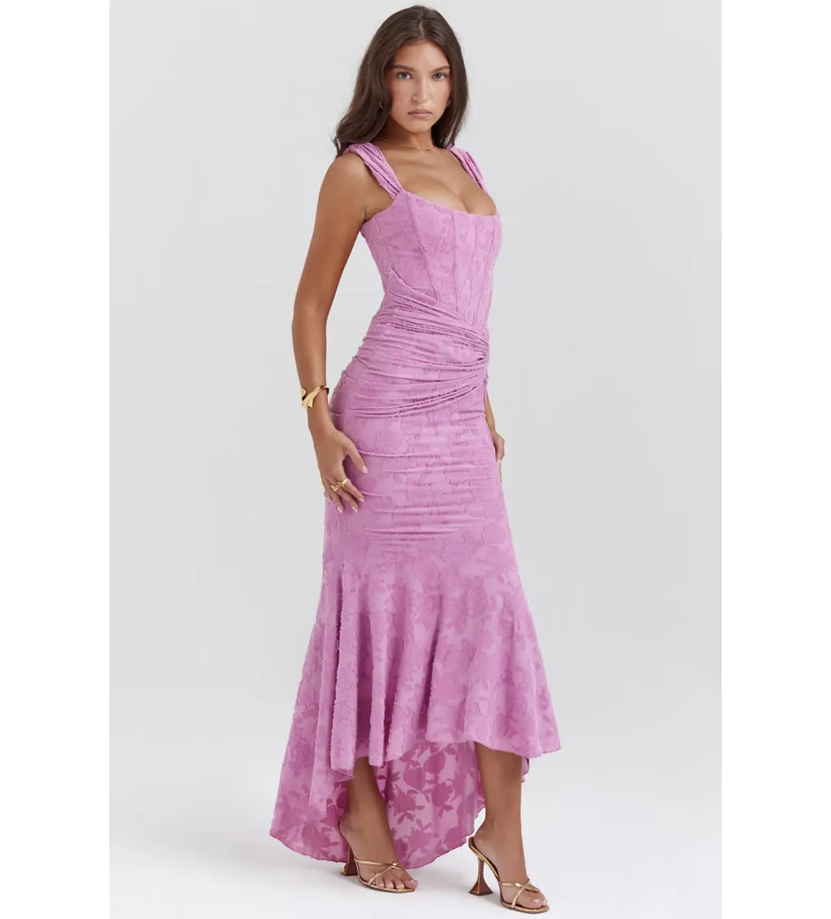 House of CB Cesca Floral Maxi Dress in Rose Pink Size 8/S - Image 2