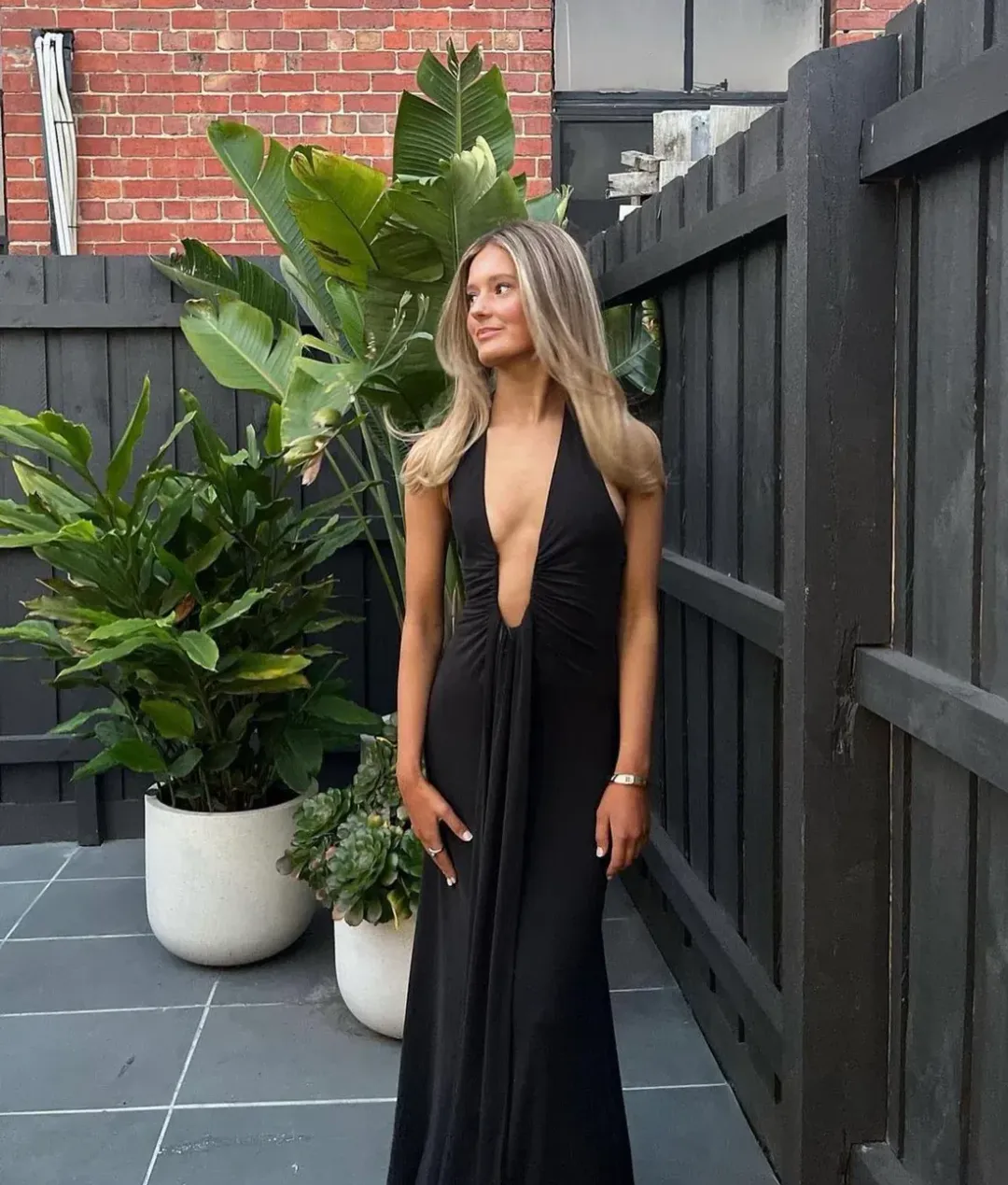 Misha Jennifer Cupro Maxi Dress Black Size 6/XS for rent on The Volte - main image